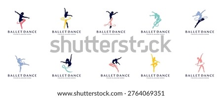 collection of ballet training logos, healthy lifestyle, balance, performance, vector graphic illustration.