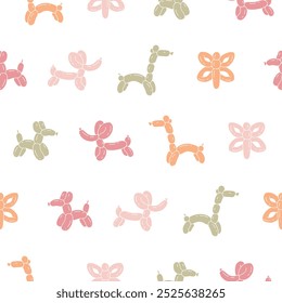 Collection of Balloon Animal Vector Seamless Pattern illustration for Print, Wallpaper.