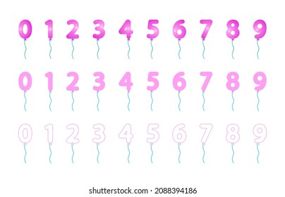 Collection of balloons number for congratulations