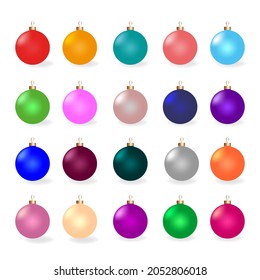 Collection of balls Christmas decoration. Vector illustration