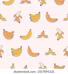 Collection of Banana Vector Seamless Pattern illustration Design