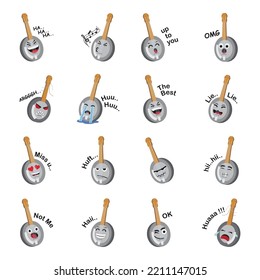 collection of banjo emoticon vector