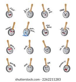collection of banjo emoticon vector