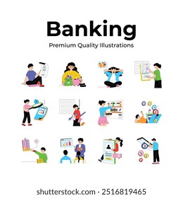 Kollektion von Bankillustrationen, bereit zur Premium-Nutzung