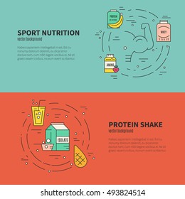 Collection of banner concepts with sport nutrition. Healthy lifestyle and diet illustration made in vector.