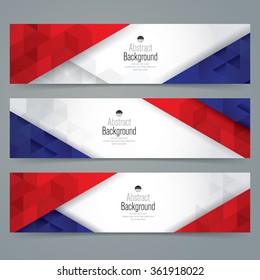 Design de banner coleção, fundo de cores da bandeira França, ilustração vetorial.