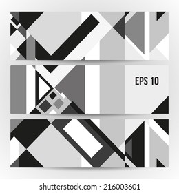 Collection banner design with square, black and white background, vector illustration