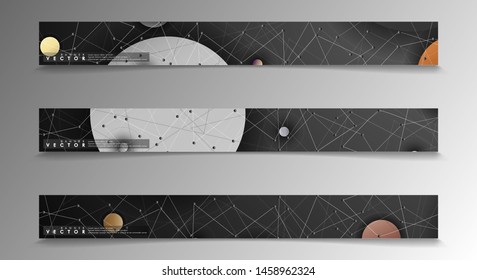 collection of banner sets. circle background and planet lines. vector illustration of eps 10