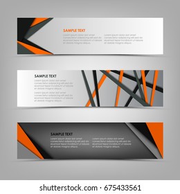 Collection banners with abstract triangles and stripes template