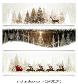 Collection of banners with Christmas landscapes