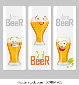collection of banners with cute beer character