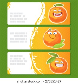 collection of banners with cute orange character