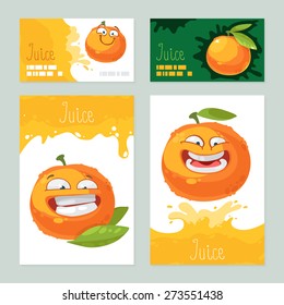 collection of banners with cute orange character
