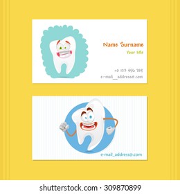 collection of banners with cute tooth character