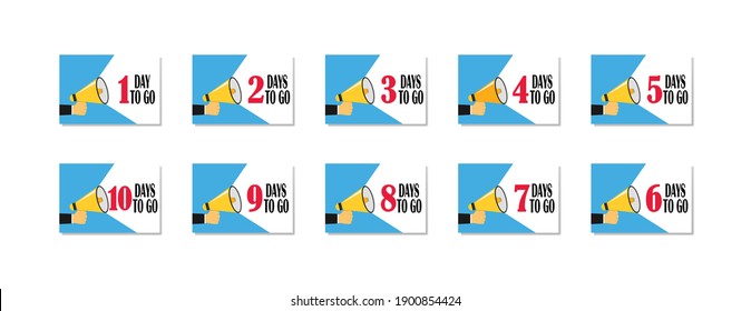 Collection of banners days to go. Countdown of days left. Vector flat icons.