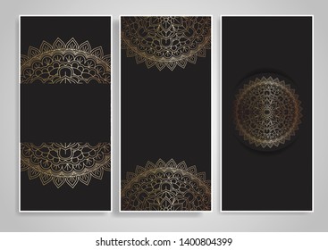 Collection of banners with decorative mandala designs