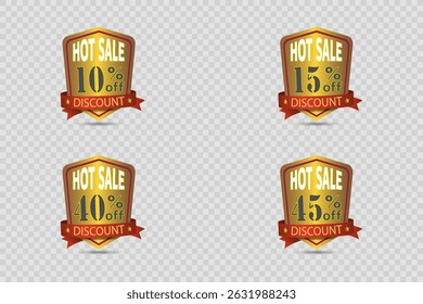 Collection of banners and discounts, stickers sale. Vector illustration