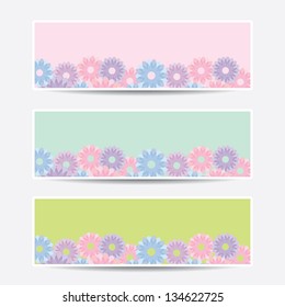 Collection banners floral design, colorful summer or spring background. vector flower background.