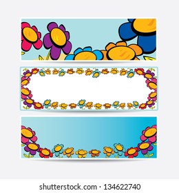 Collection banners floral design, colorful summer or spring background. vector flower background.