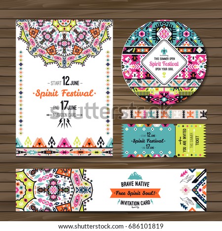 collection banners flyers invitations geometric elements stock