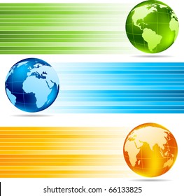 Collection of banners with globes