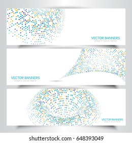 Collection of banners with halftone dots design