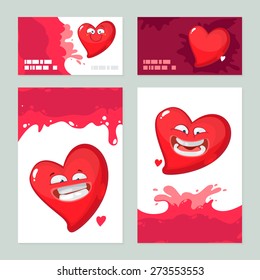 collection of banners with heart character, vector illustration