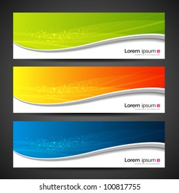 Collection banners modern wave design, colorful background. vector illustration