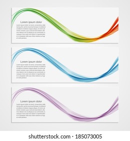 Collection banners modern wave design. Colorful background.