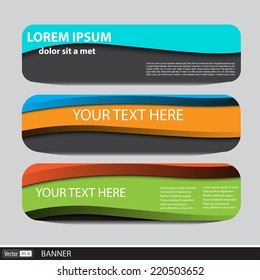 Collection banners modern wave design, colorful background.