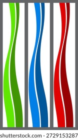 Bandeiras de coleção design de onda moderno. Fundo colorido. Ilustração vetorial. Clip-art 