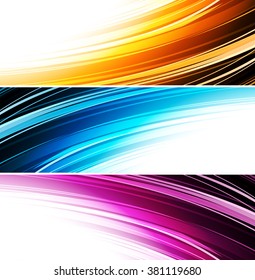 Collection banners modern wave design, colorful background. vector illustration. Blue, orange and purple