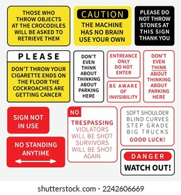 a collection of banners and notice boards that are often found in public places.