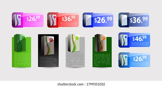 Collection of Banners, Price Tags with Various Colored Boxes - Colorful Website Design Elements Clip-Art