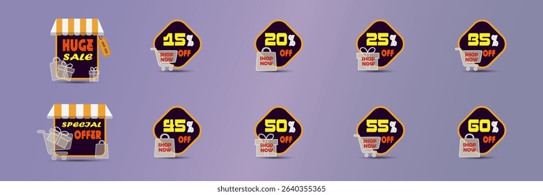 Collection of banners for sales with discounts.