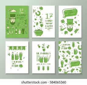 Collection of banners for St. Patrick's Day. Simple sleek design in a thin line. Flyers can be used for advertising, party.