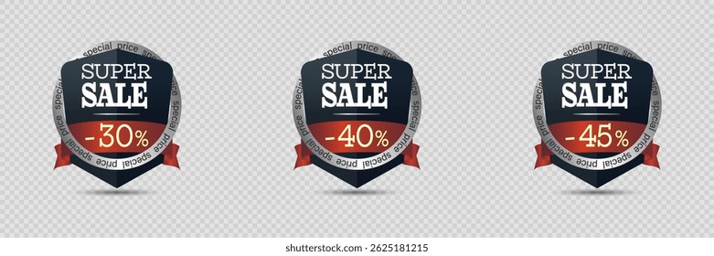 Collection of banners super sale and discount, sticker, sticker, price tag.