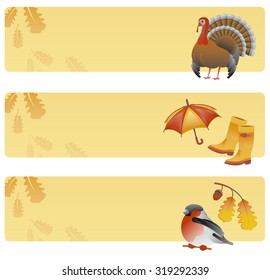 Collection of banners with thanksgiving symbols