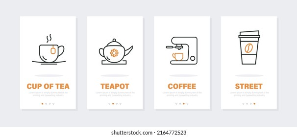 Colección de carteles con varias fotos temáticas de té y café