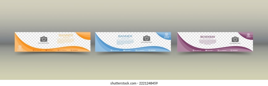 A collection of banners for web design, business, finance and advertising, booklets and brochures. Horizontal layout layout with a changing format and space for photos, illustrations 