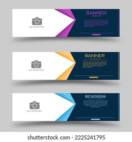 A collection of banners for web design, business, finance and advertising, booklets and brochures. Horizontal layout layout with a changing format and space for photos, illustrations 