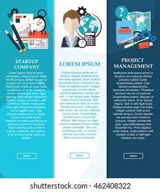 Collection of banners for your design. Flat vector illustration. Startup. Business. Project management. Vector illustration