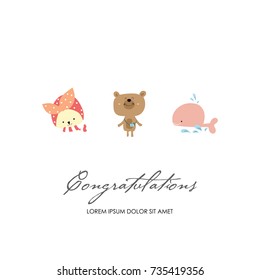 Collection for banners,Placards with bear,rabbit and whale