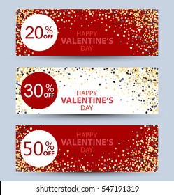 Collection of banners.Valentine's day.Sale.Background