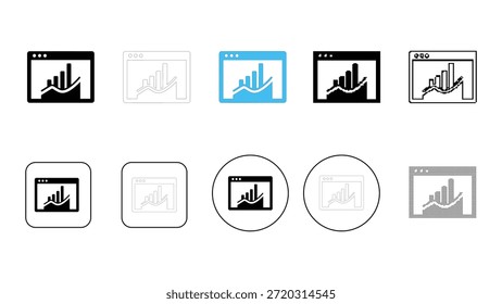 Colección de iconos de gráficos de barras que representan el análisis de datos financieros