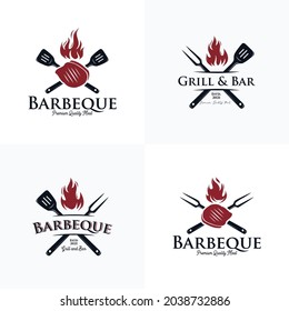 Collection of Barbecue and Steakhouse logo set