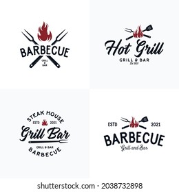 Collection of Barbecue and Steakhouse logo set