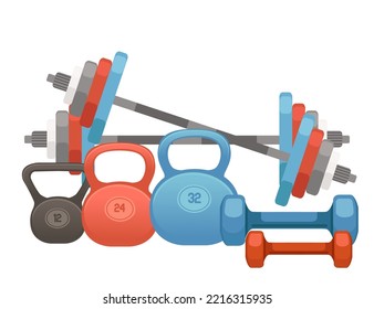 Collection of barbell dumbbell gym vector illustration isolated on white background