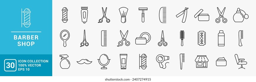 Collection of barbershop icons, barber, haircut, salon, design vector template editable and resizable EPS 10.