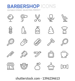 Collection of barbershop line icons. 48x48 Pixel Perfect. Editable stroke